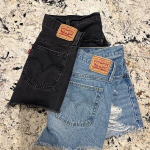 Levi's 501 Black and Light Blue Denim Shorts